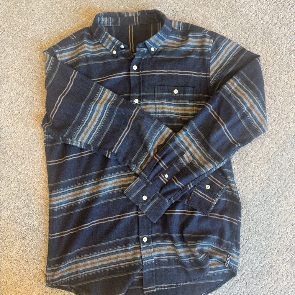 Ezekiel Navy and White Striped Casual Shirt